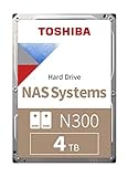 Toshiba 4TB N300 NAS 3.5’’ SATA Internal Hard Drive. 24/7 Operation, Supports 1-8 bay systems, 128MB Cache, 180TB/Year workload, 3yr Warranty (HDWQ140UZSVA).