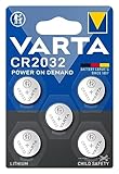 VARTA Batterien Knopfzellen CR2032, 5 Stück, Power on Demand, Lithium, 3V, kindersichere Verpackung, für Smart Home Geräte, Autoschlüssel und weitere Anwendungen [Exklusiv bei Amazon]
