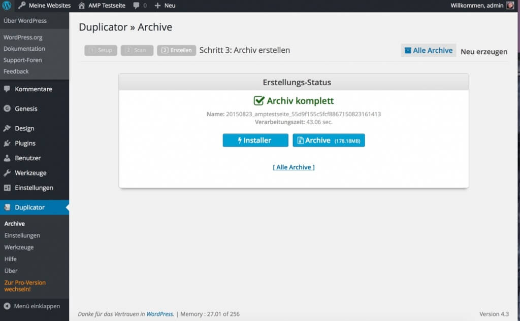 Komplettes WP Archiv + Installer zum Download