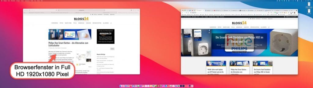 2 Full HD Browser Fenster nebeneinander