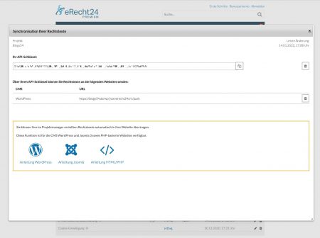 eRecht24 API-Key generieren