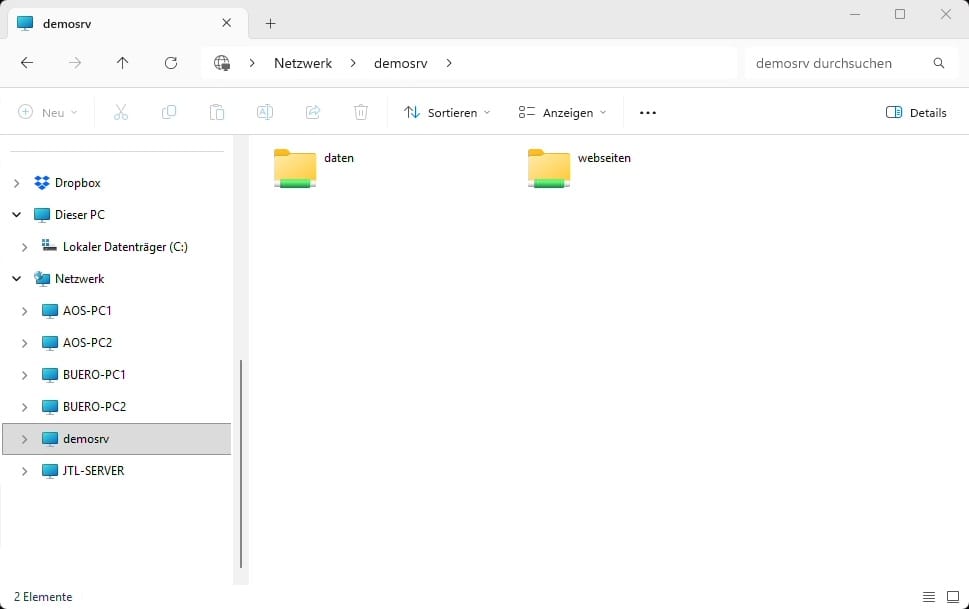 Samba-Freigabe Webseiten im Windows-Explorer