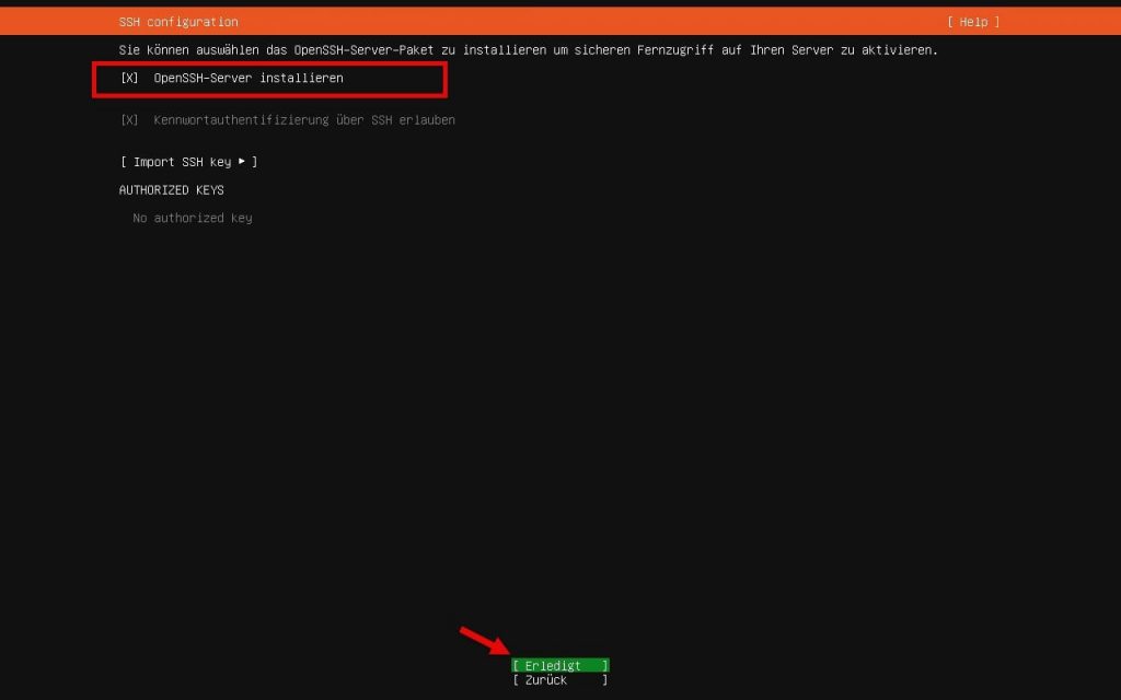 Ubuntu Server OpenSSH-Server Installation aktivieren