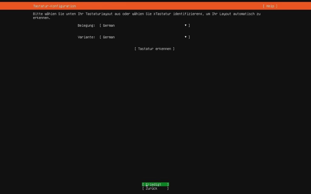 Ubuntu Server Tastaturlayout auswählen